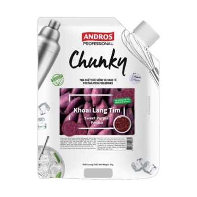 ANDROS PROFESSIONAL MỨT CHUNKY KHOAI LANG TÍM TÚI 1KG/ SWEET PURPLE POTATO CHUNKY