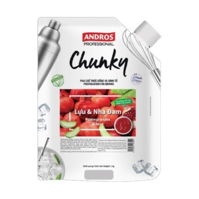 ANDROS PROFESSIONAL MỨT CHUNKY LỰU & NHA ĐAM TÚI 1KG/ POMEGRANATE & ALOE VERA CHUNKY
