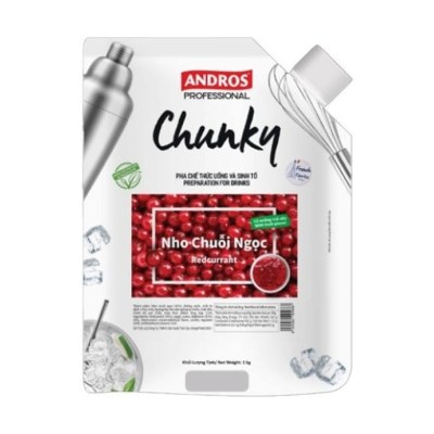 ANDROS PROFESSIONAL MỨT CHUNKY NHO CHUỖI NGỌC TÚI 1KG/ REDCURRANT CHUNKY