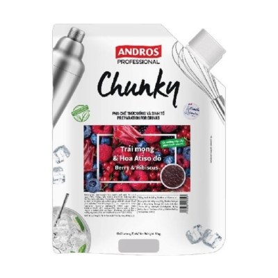 ANDROS PROFESSIONAL MỨT CHUNKY TRÁI MỌNG-HOA ATISO ĐỎ TÚI 1KG/ BERRIES-HIBISCUS CHUNKY
