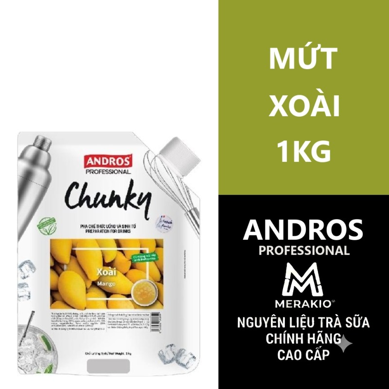 ANDROS PROFESSIONAL MỨT CHUNKY XOÀI TÚI 1KG/ MANGO CHUNKY