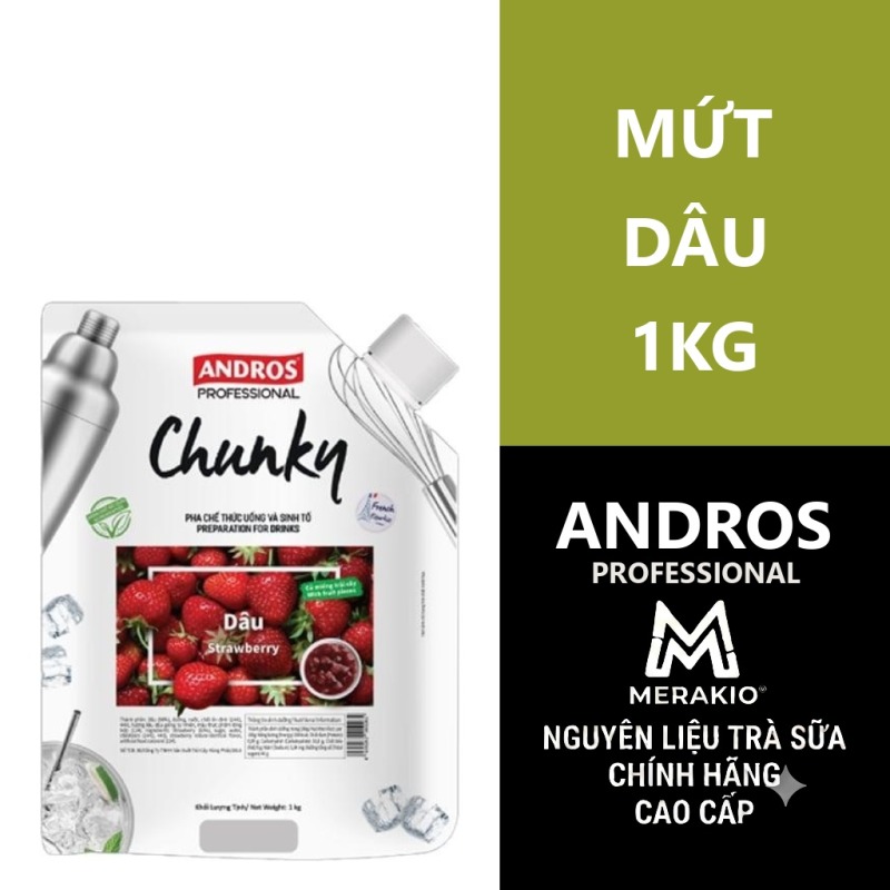 ANDROS PROFESSIONAL MỨT CHUNKY DÂU TÚI 1KG/ STRAWBERRY CHUNKY
