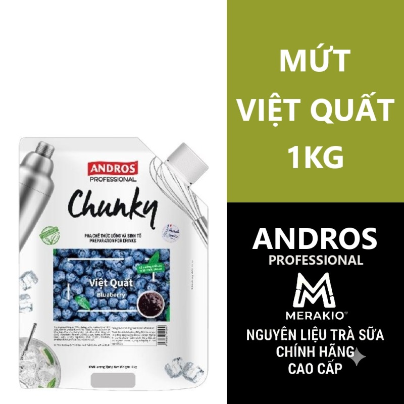 ANDROS PROFESSIONAL MỨT CHUNKY VIỆT QUẤT TÚI 1KG/ BLUEBERRY CHUNKY